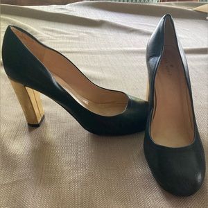 Kate Spade Leslie Black Gold Heels Size 7